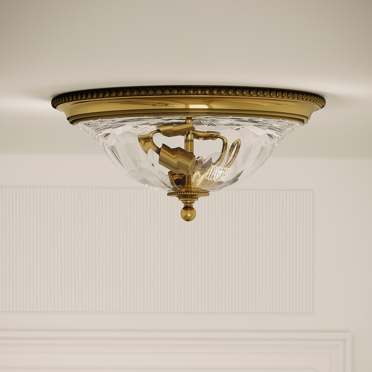 Buryfield French Provincial Ceiling Flush Burnished Brass Buryfield French Provincial Ceiling Flush Burnished Brass — in situ view
