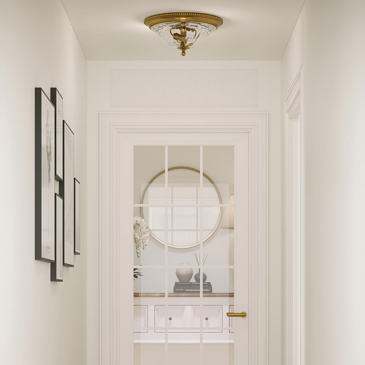 Buryfield French Provincial Ceiling Flush Burnished Brass Buryfield French Provincial Ceiling Flush Burnished Brass — in situ view