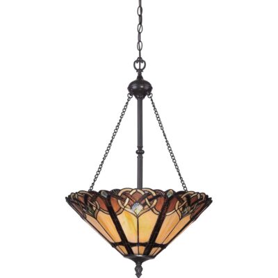 Buryfield Tiffany Style Pendant Vintage Bronze