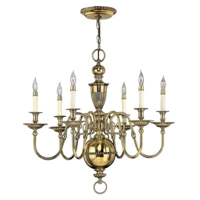 Buryfield Traditional 6 Light Chandelier Burnished Brass