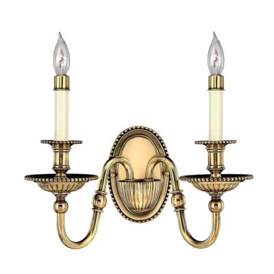 Buryfield Traditional Twin Arm Wall Light Burnished Brass