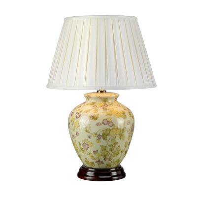Buttercup Meadow French Provincial Table Lamp Yellow and Purple Floral Porcelain