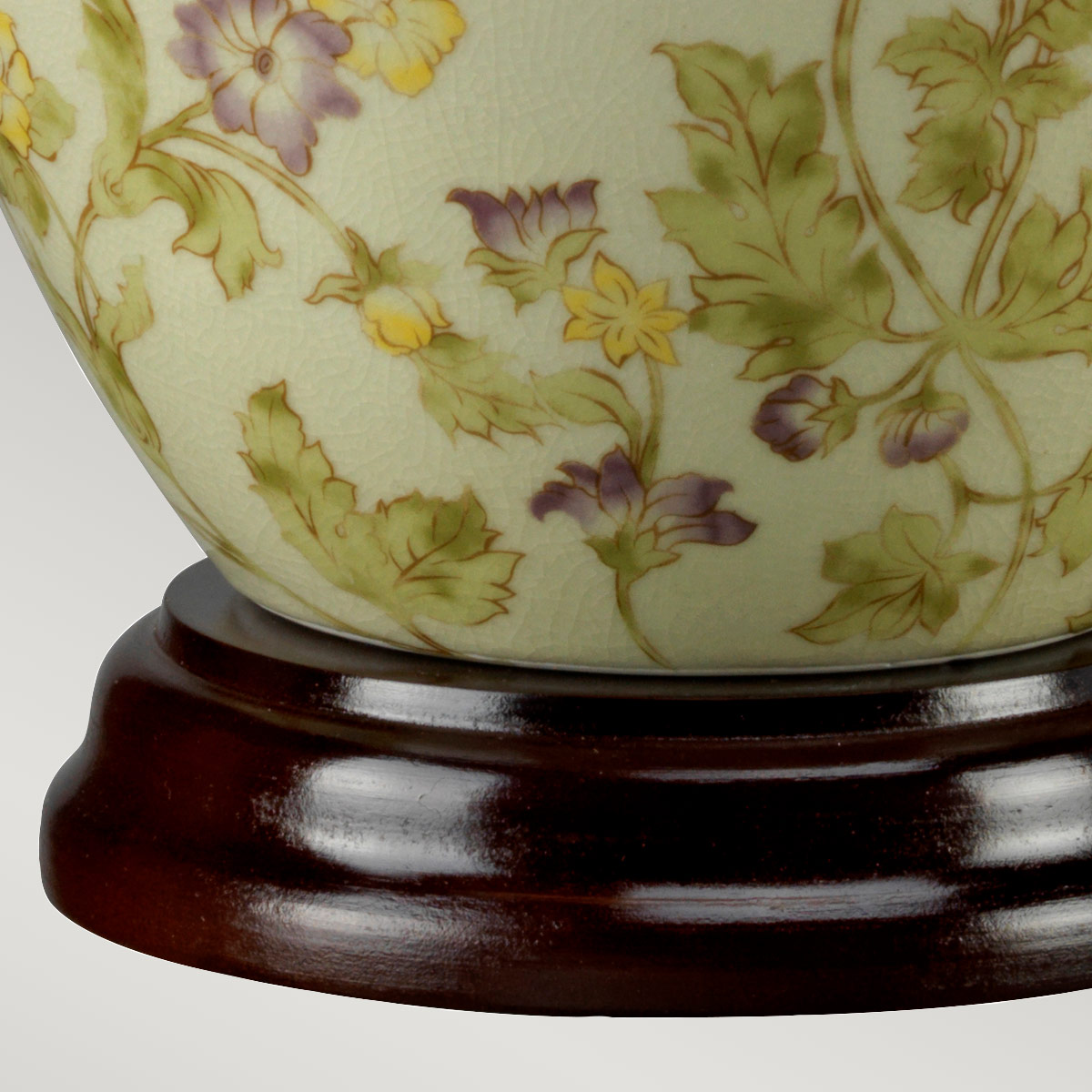 Buttercup Meadow French Provincial Table Lamp Yellow and Purple Floral Porcelain Buttercup Meadow French Provincial Table Lamp Yellow and Purple Floral Porcelain — detail view