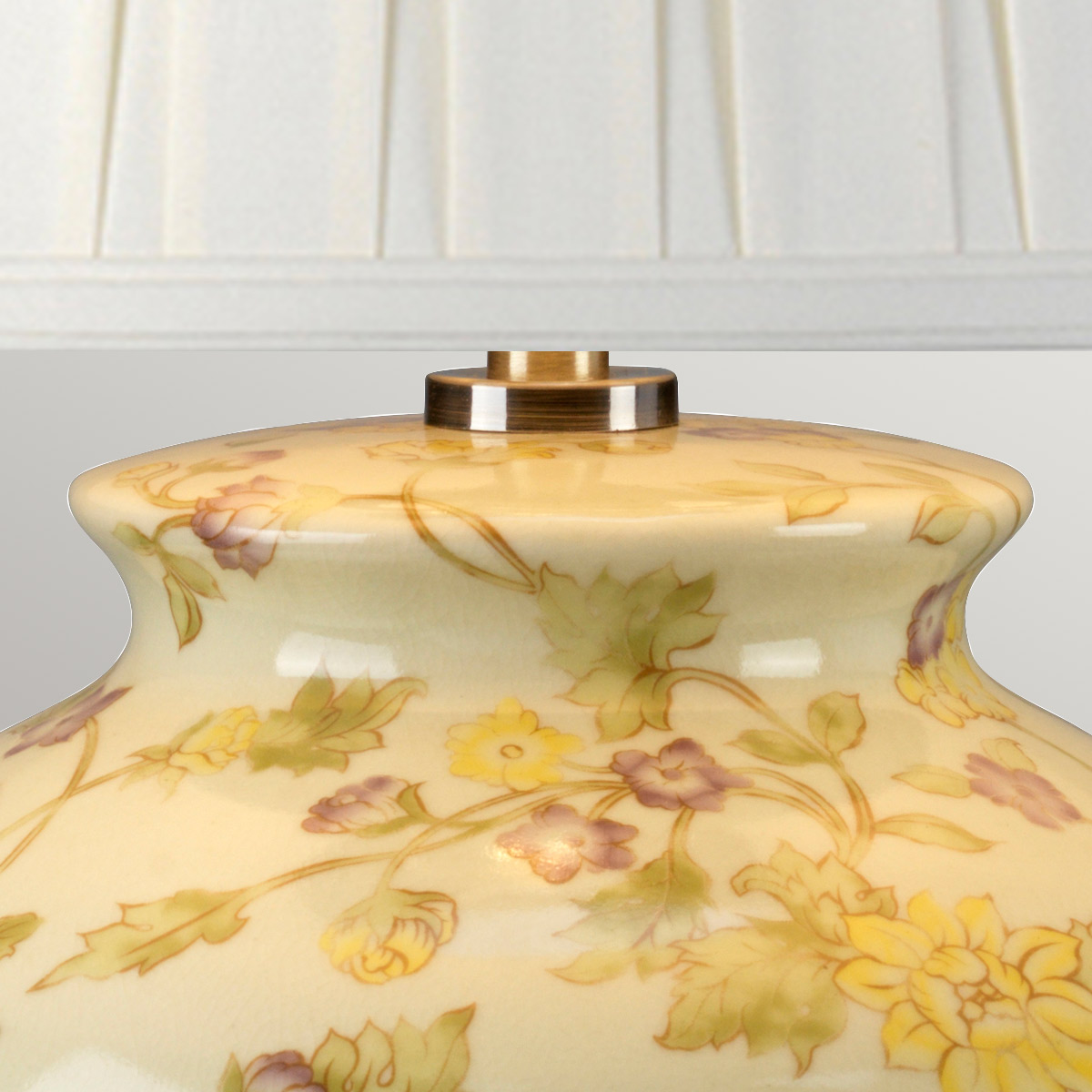 Buttercup Meadow French Provincial Table Lamp Yellow and Purple Floral Porcelain Buttercup Meadow French Provincial Table Lamp Yellow and Purple Floral Porcelain — detail view