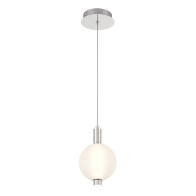 Cabarita Hamptons Ribbed Glass Mini Pendant Polished Nickel