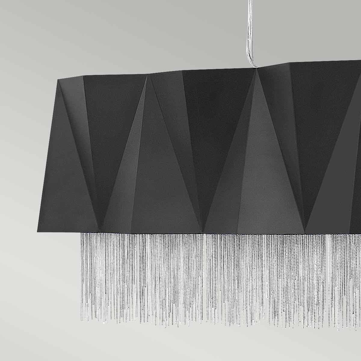 Cabarita Point Contemporary Linear Chandelier Satin Black Silver Cabarita Point Contemporary Linear Chandelier Satin Black Silver — detail view