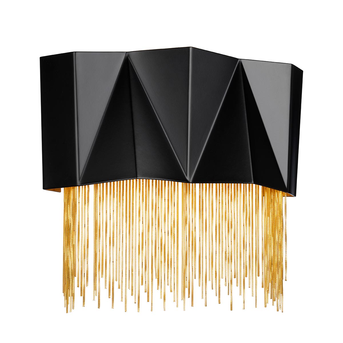 Cabarita Point Contemporary Wall Light Black And Gold Fringe