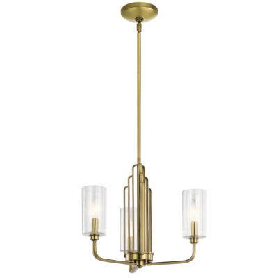 Camberdown Art Deco 3 Light Chandelier Brushed Natural Brass