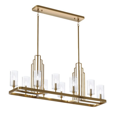Camberdown Art Deco Linear Chandelier Brushed Natural Brass