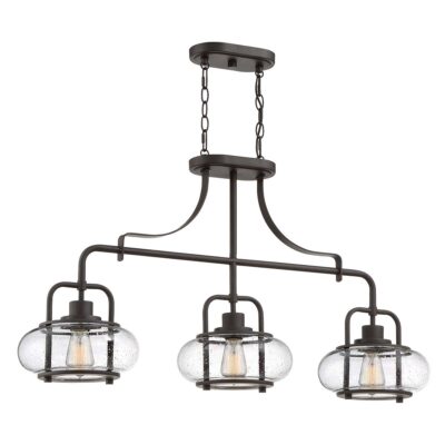 Camberford Semi-Flush Heritage Three Light Island Chandelier in Aged Bronze