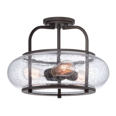 Camberford Semi-Flush Industrial Ceiling Light in Old Bronze