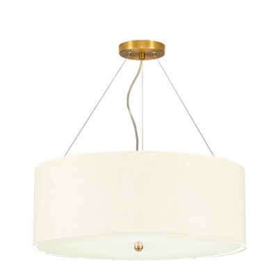 Camberton Hall Hamptons Drum Pendant Aged Brass with Ivory Shade