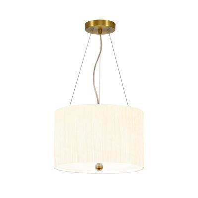 Camberton Hall Hamptons Drum Pendant Aged Brass with Ivory Shade