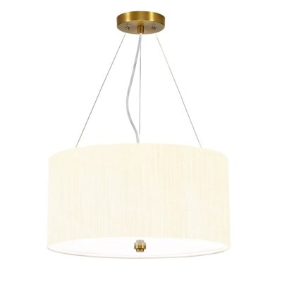 Camberton Hall Hamptons Drum Pendant in Aged Brass with Ivory Shade