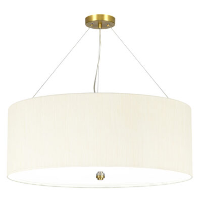Camberton Hall Hamptons Drum Pendant in Aged Brass with Ivory Shade