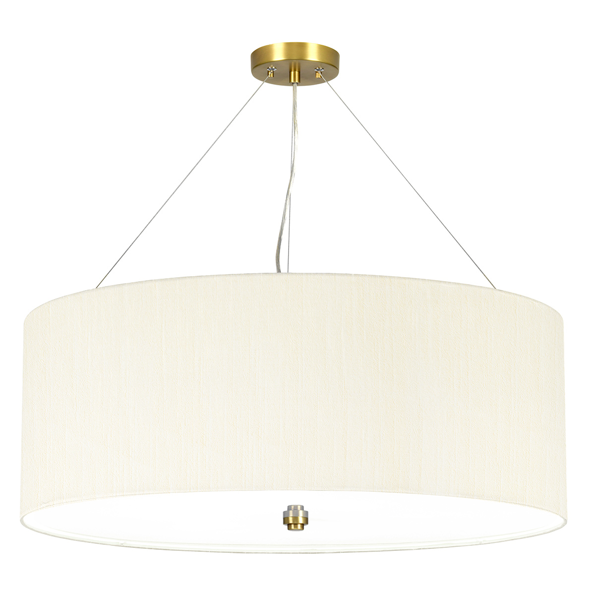 Camberton Hall Hamptons Drum Pendant in Aged Brass with Ivory Shade
