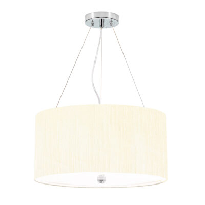 Camberton Hall Hamptons Drum Pendant Polished Chrome Ivory Shade