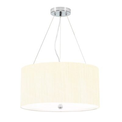 Camberton Hall Hamptons Drum Pendant Polished Chrome Ivory Shade
