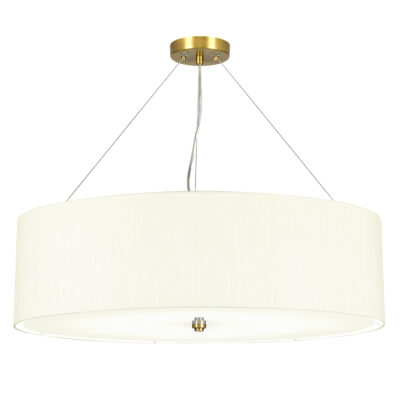 Camberton Hall Large Drum Pendant Aged Brass with Ivory Shade