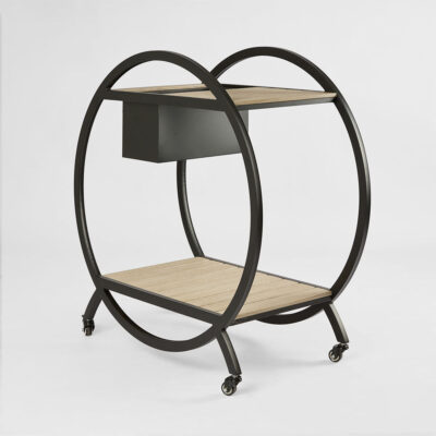 Camberwell Round Frame Outdoor Bar Cart Black