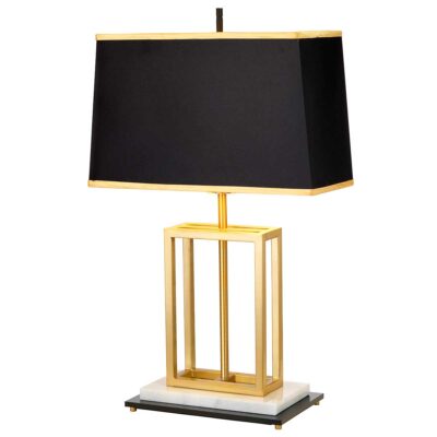 Camberwick Open Frame Table Lamp Brushed Brass with Black Shade
