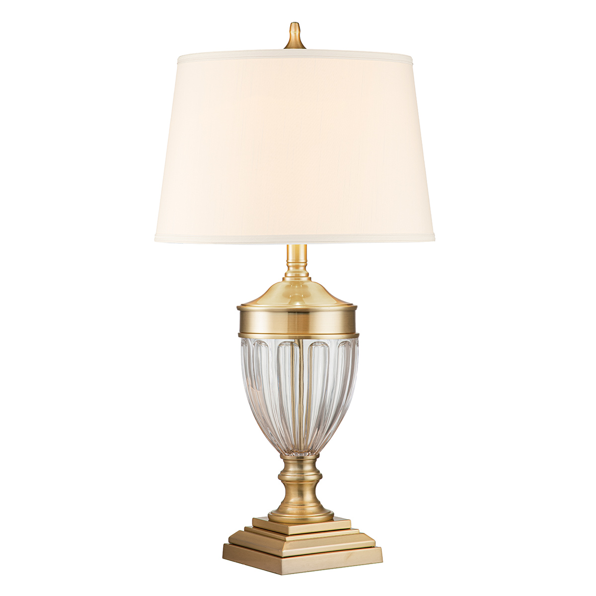 Camberwood French Provincial Ribbed Glass Urn Table Lamp Brushed Brass