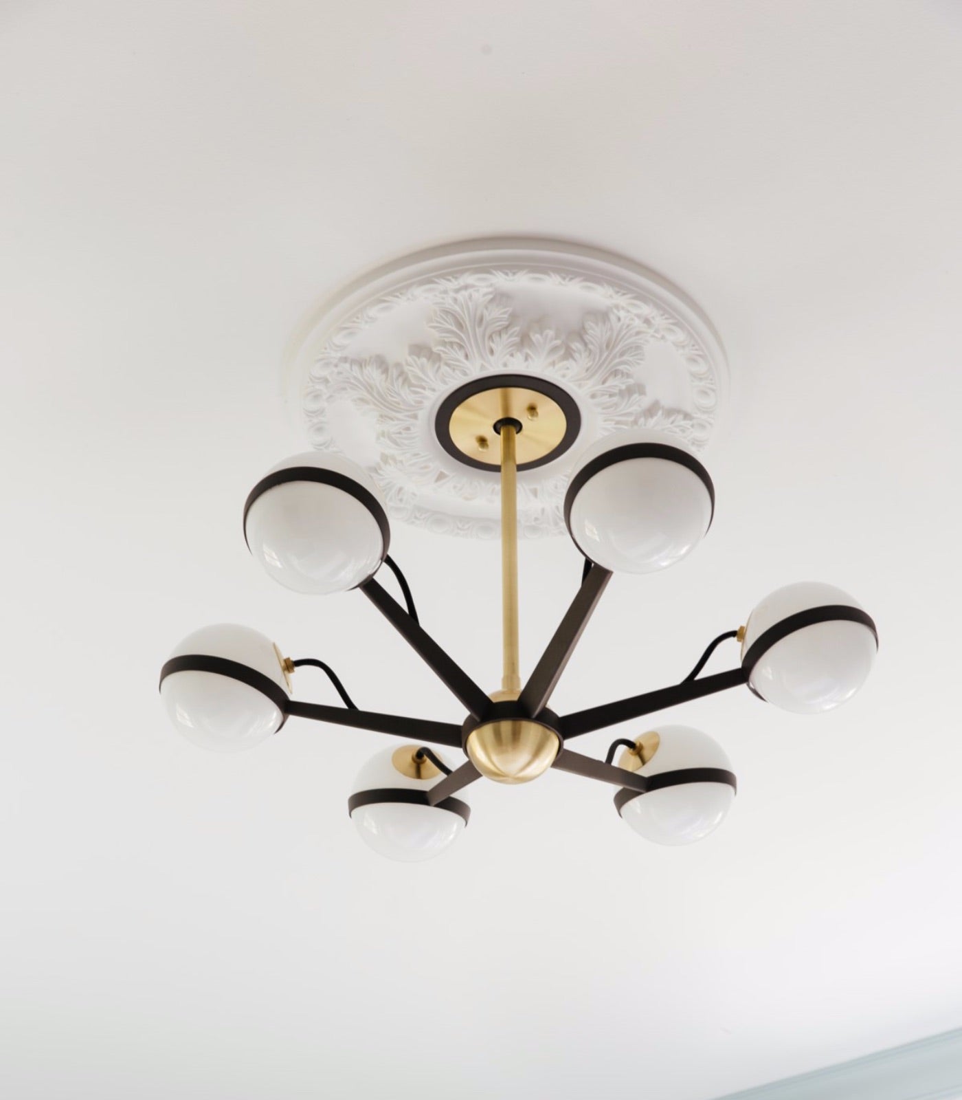Camborne Contemporary 8 Light Sphere Pendant Bronze and Brushed Brass