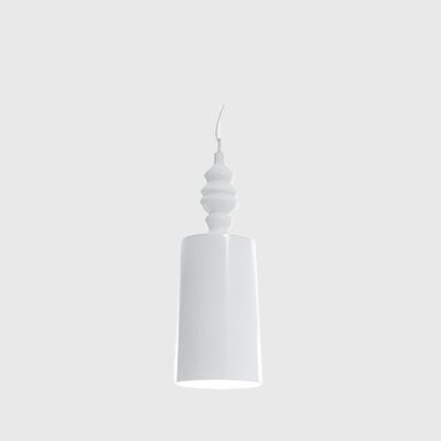 Camden Court Contemporary Ceramic Cylinder Pendant Light Glossy White