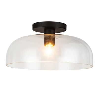 Camdenhurst Dome Glass Semi Flush Ceiling Light Matte Black