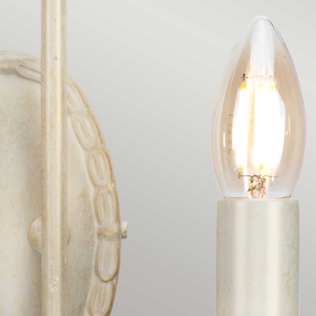 Camille Rose French Provincial 2 Light Wall Sconce Ivory Gold Patina Camille Rose French Provincial 2 Light Wall Sconce Ivory Gold Patina — detail view