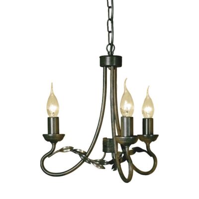 Camille Rose French Provincial 3 Light Chandelier Black Gold Patina