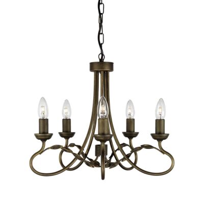 Camille Rose French Provincial 5 Light Chandelier Black Gold Patina