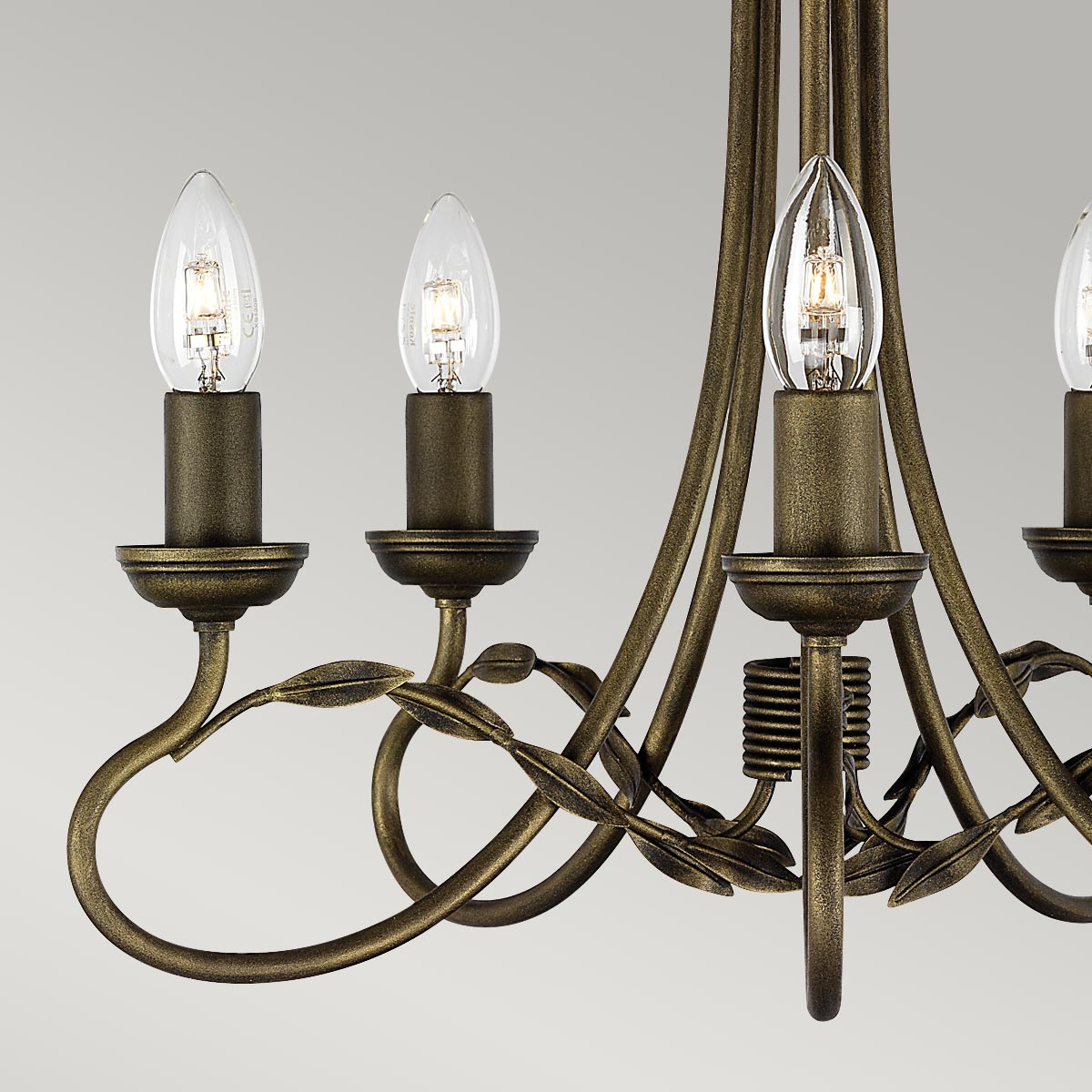 Camille Rose French Provincial 5 Light Chandelier Black Gold Patina Camille Rose French Provincial 5 Light Chandelier Black Gold Patina — detail view