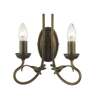 Camille Rose French Provincial Twin Arm Wall Light Black Gold Patina