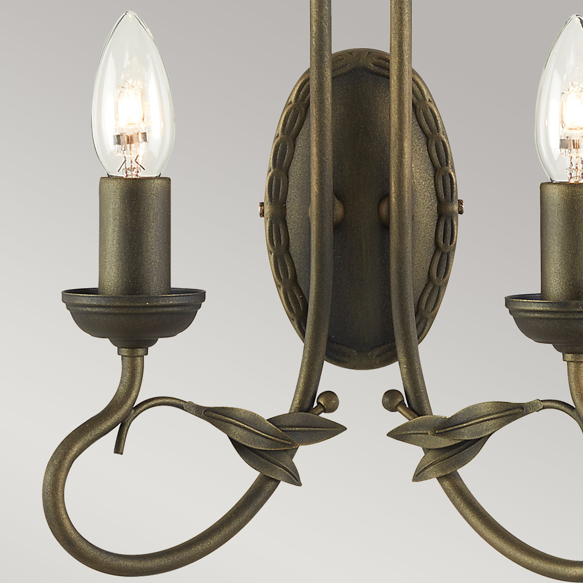 Camille Rose French Provincial Twin Arm Wall Light Black Gold Patina Camille Rose French Provincial Twin Arm Wall Light Black Gold Patina — detail view