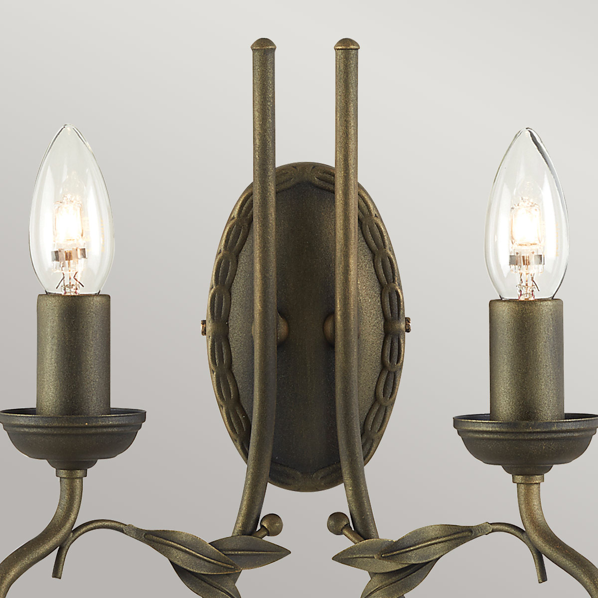 Camille Rose French Provincial Twin Arm Wall Light Black Gold Patina Camille Rose French Provincial Twin Arm Wall Light Black Gold Patina — detail view