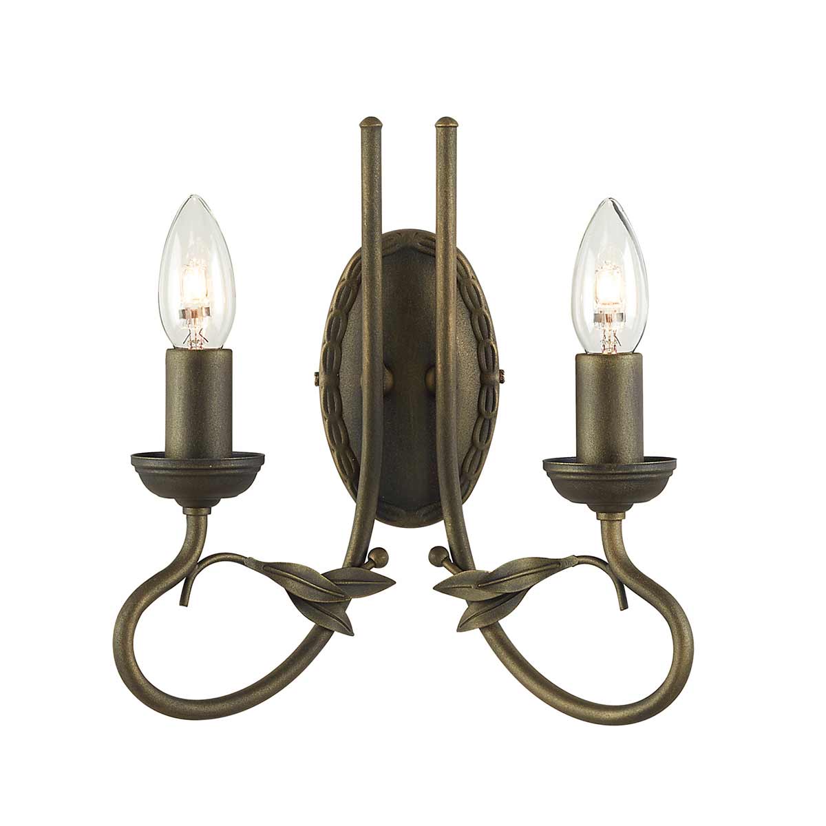 Camille Rose French Provincial Twin Arm Wall Light Black Gold Patina