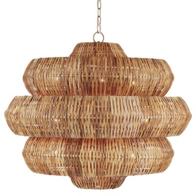 Cape Bristol Hamptons Tiered Rattan Chandelier Natural Khaki Beige