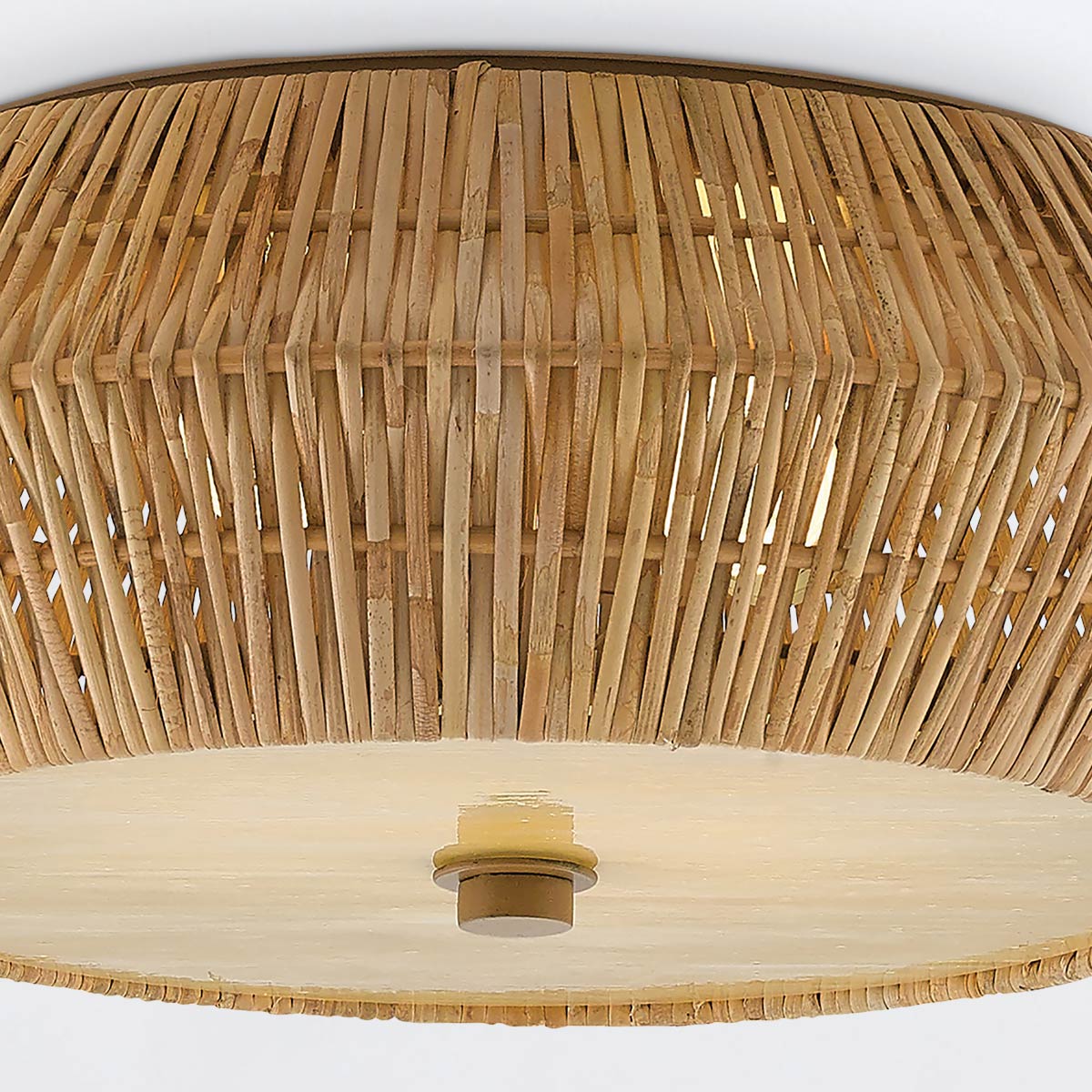 Cape Bristol Hamptons Woven Rattan Ceiling Flush Light Cape Bristol Hamptons Woven Rattan Ceiling Flush Light — detail view