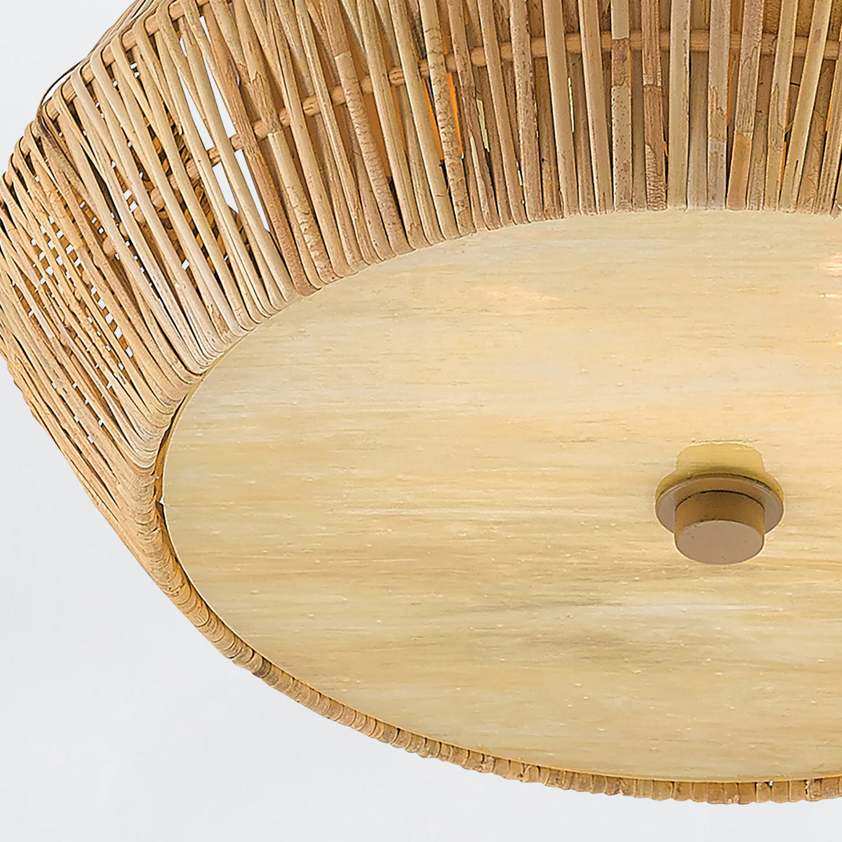 Cape Bristol Hamptons Woven Rattan Ceiling Flush Light Cape Bristol Hamptons Woven Rattan Ceiling Flush Light — detail view