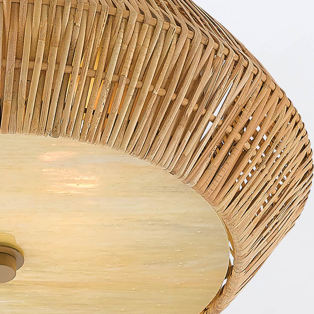 Cape Bristol Hamptons Woven Rattan Ceiling Flush Light Cape Bristol Hamptons Woven Rattan Ceiling Flush Light — detail view