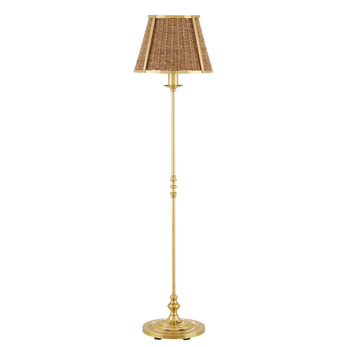 Cape Fenwick French Provincial Floor Lamp Polished Brass and Seagrass Cape Fenwick French Provincial Floor Lamp Polished Brass and Seagrass