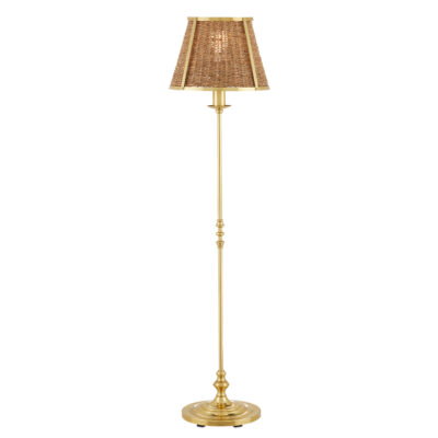 Cape Fenwick French Provincial Floor Lamp Polished Brass and Seagrass
