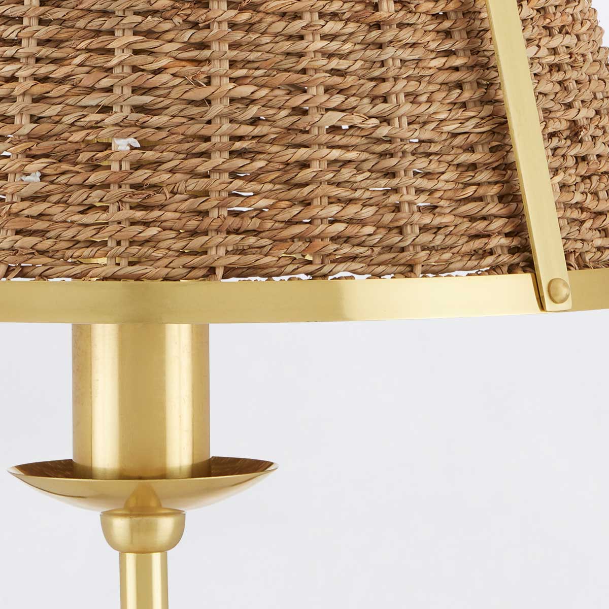 Cape Fenwick French Provincial Floor Lamp Polished Brass and Seagrass Cape Fenwick French Provincial Floor Lamp Polished Brass and Seagrass — detail view