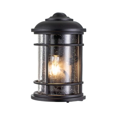 Cape Kestrel Half Lantern Outdoor Wall Light Textured Black