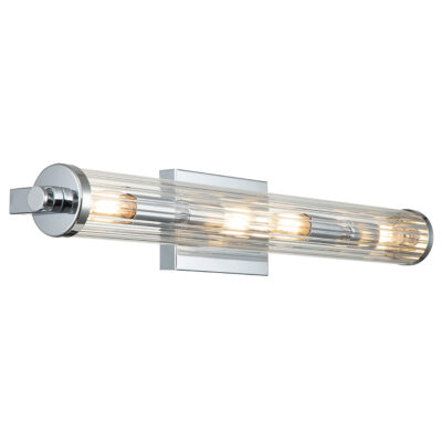 Cape Norwood Vintage Fluted Glass Wall Light Polished Chrome