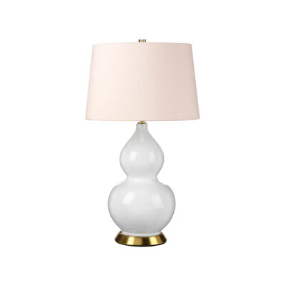 Cardenna Double Gourd Ceramic Table Lamp with Pink Shade