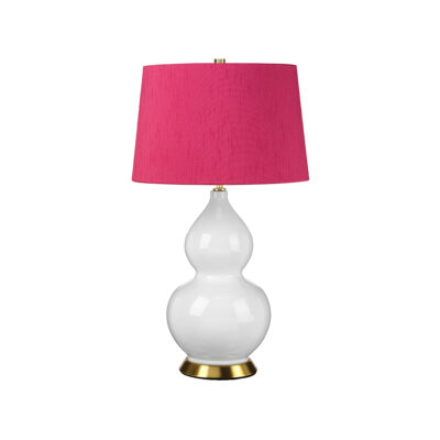 Cardenna Double Gourd Table Lamp White with Cranberry Pink Shade