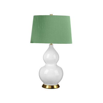 Cardenna Hamptons Double Gourd Table Lamp White and Aged Brass