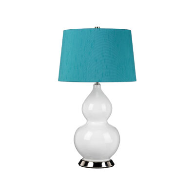 Cardenna Hamptons Double Gourd Table Lamp White with Teal Shade
